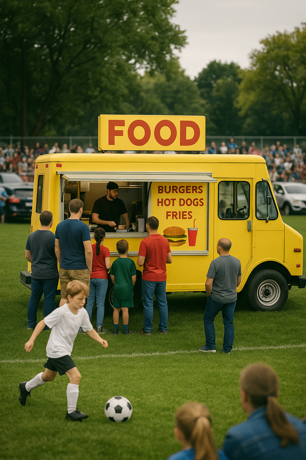 Food van serving customers at sports event